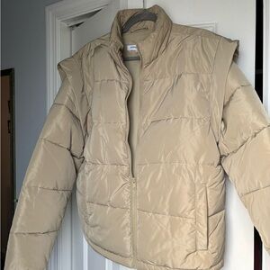 WeWoreWhat Beige Puffer Jacket